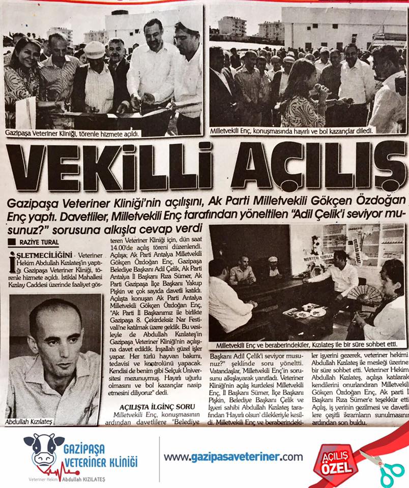 Gazipaşa Veteriner Kliniği Açıldı